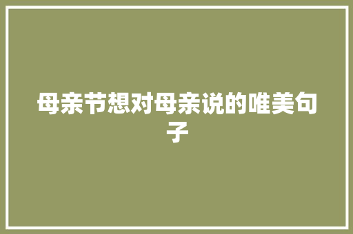 母亲节想对母亲说的唯美句子 说明文范文