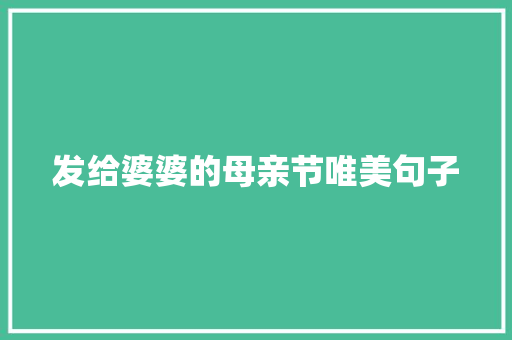 发给婆婆的母亲节唯美句子 求职信范文
