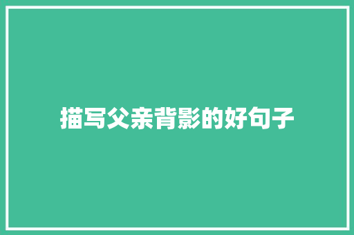 描写父亲背影的好句子 记叙文范文