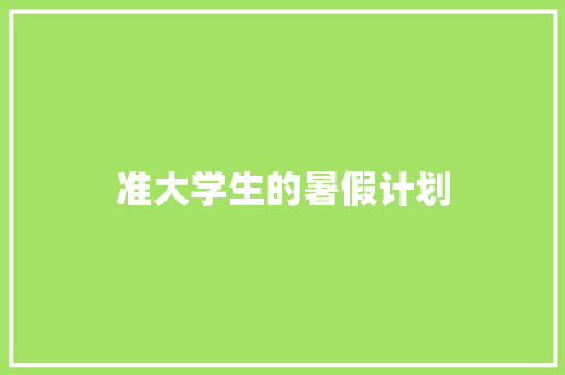 准大学生的暑假计划 应用文范文