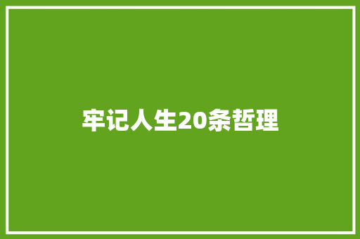 牢记人生20条哲理 商业计划书范文
