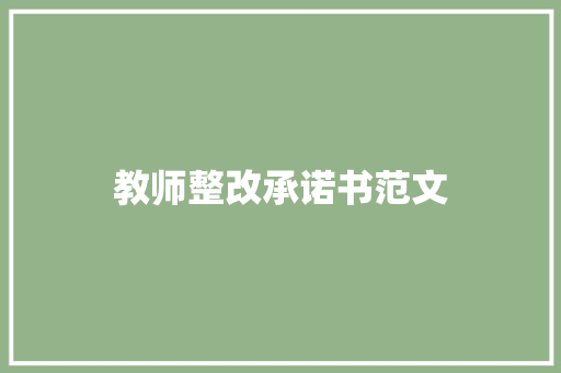 教师整改承诺书范文 应用文范文