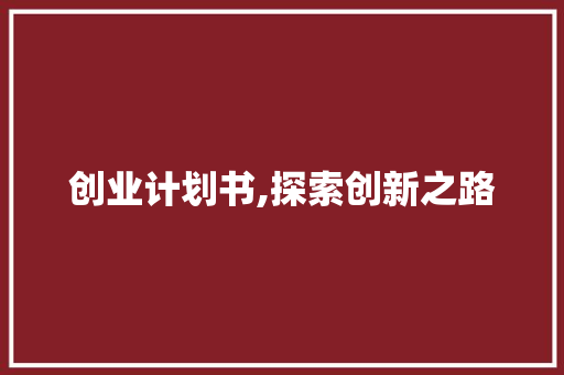 创业计划书,探索创新之路，打造行业领军品牌