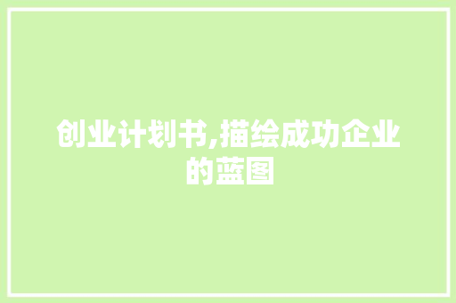 创业计划书,描绘成功企业的蓝图