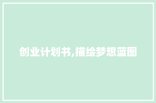 创业计划书,描绘梦想蓝图，实现创业梦想的导航仪