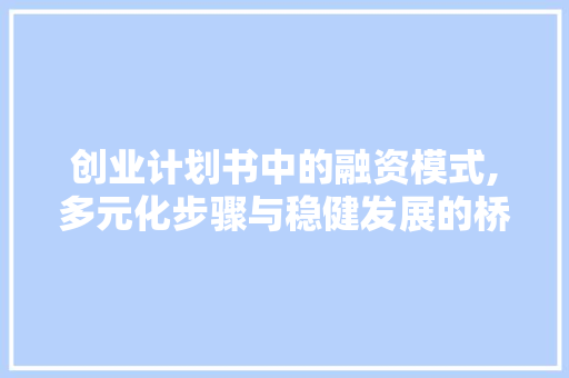 创业计划书中的融资模式,多元化步骤与稳健发展的桥梁