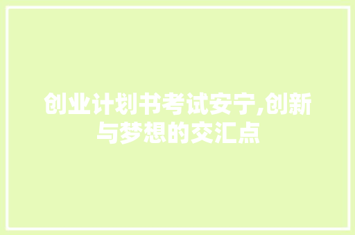 创业计划书考试安宁,创新与梦想的交汇点