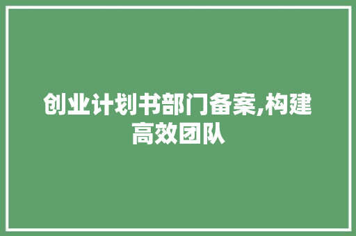 创业计划书部门备案,构建高效团队，助力企业腾飞