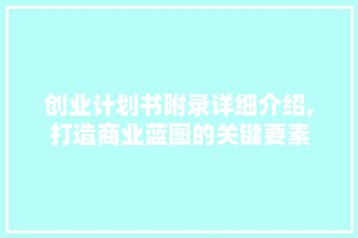 创业计划书附录详细介绍,打造商业蓝图的关键要素
