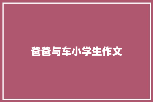 爸爸与车小学生作文 说明文范文