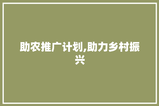 助农推广计划,助力乡村振兴，共筑美好未来