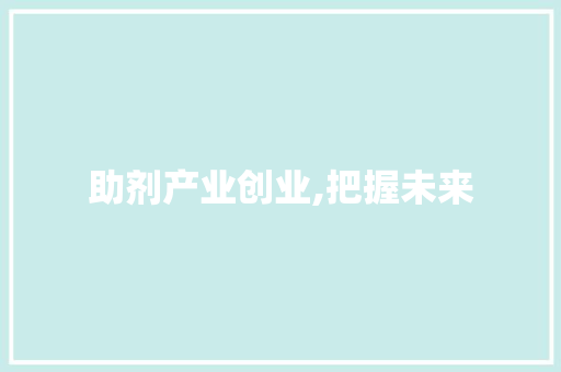 助剂产业创业,把握未来，共创辉煌