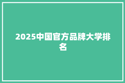 2025中国官方品牌大学排名 商业计划书范文