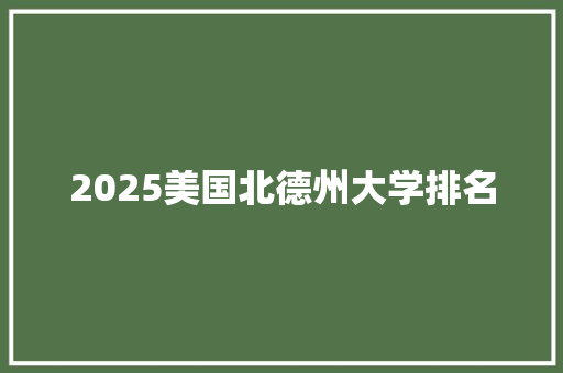 2025美国北德州大学排名