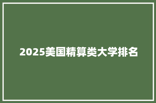 2025美国精算类大学排名