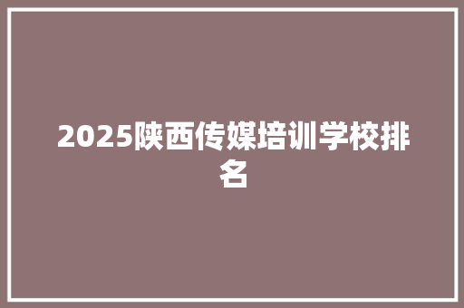 2025陕西传媒培训学校排名