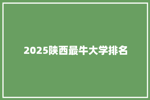 2025陕西最牛大学排名