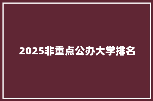 2025非重点公办大学排名