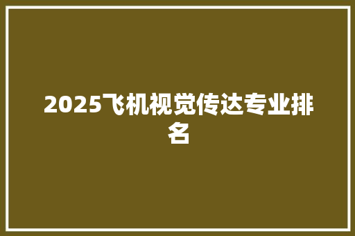 2025飞机视觉传达专业排名