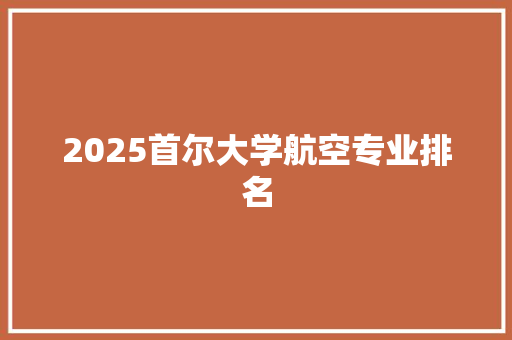 2025首尔大学航空专业排名