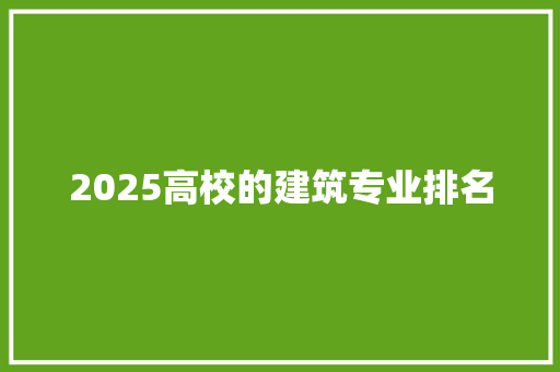2025高校的建筑专业排名