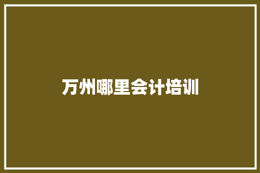 万州哪里会计培训