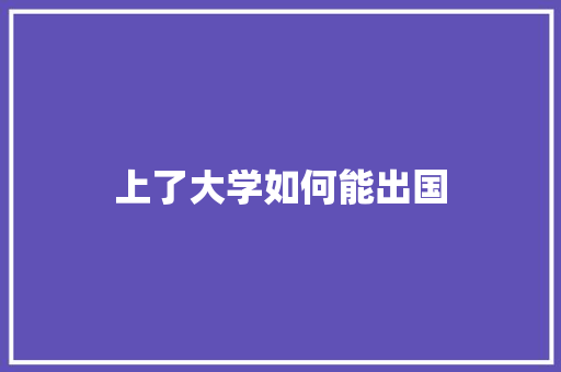上了大学如何能出国