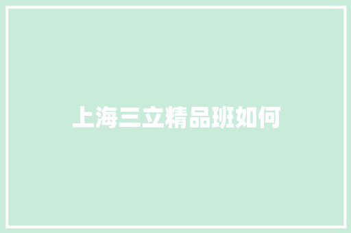 上海三立精品班如何