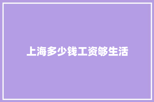 上海多少钱工资够生活