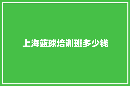上海篮球培训班多少钱