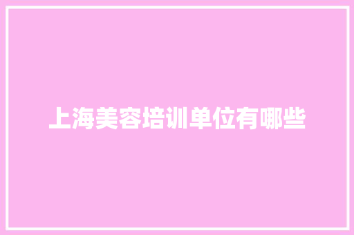 上海美容培训单位有哪些