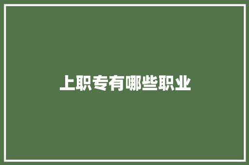 上职专有哪些职业