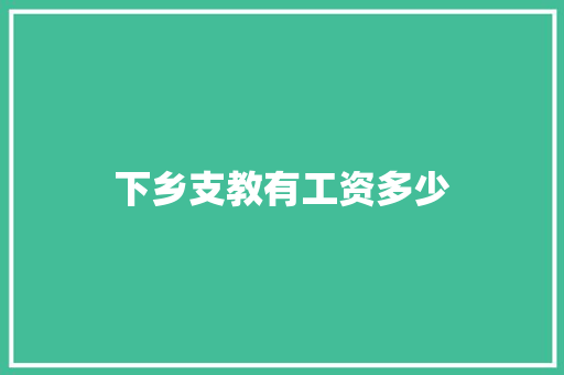 下乡支教有工资多少