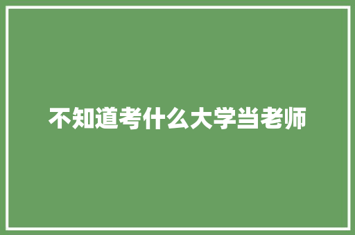 不知道考什么大学当老师 简历范文