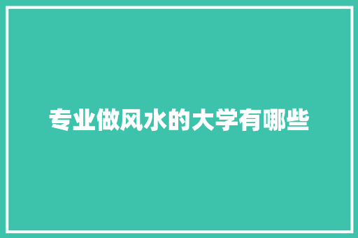 专业做风水的大学有哪些