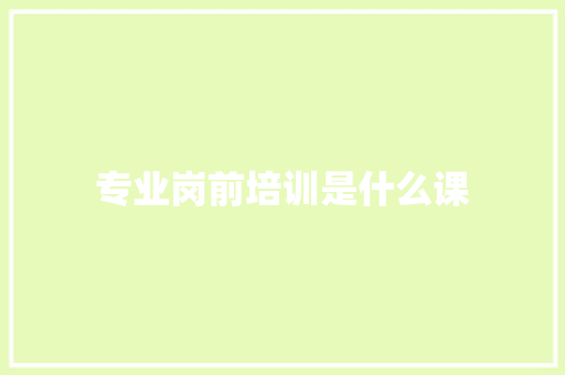 专业岗前培训是什么课