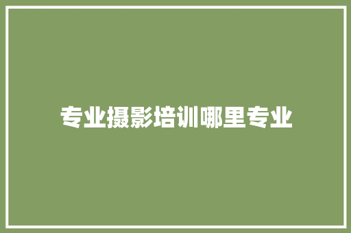 专业摄影培训哪里专业