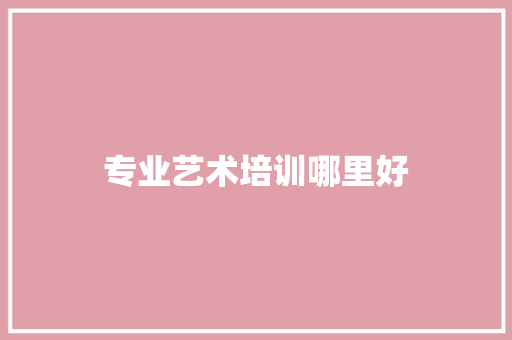 专业艺术培训哪里好