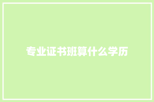专业证书班算什么学历