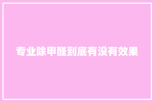 专业除甲醛到底有没有效果