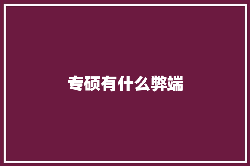 专硕有什么弊端