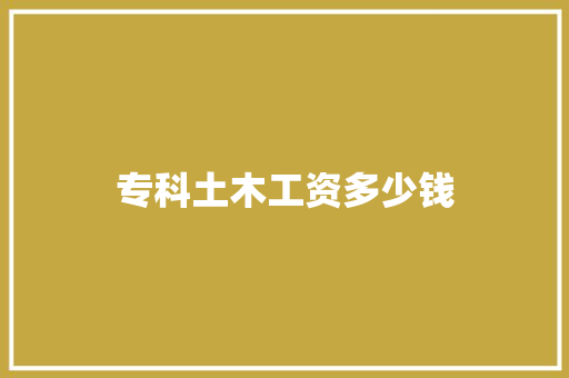 专科土木工资多少钱