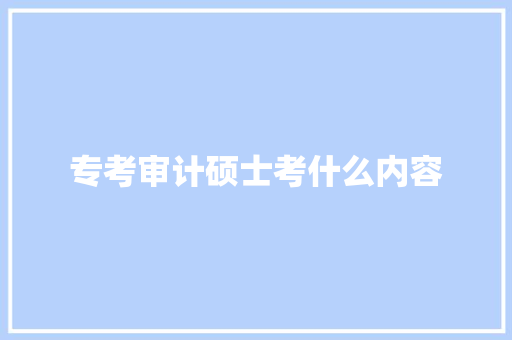 专考审计硕士考什么内容