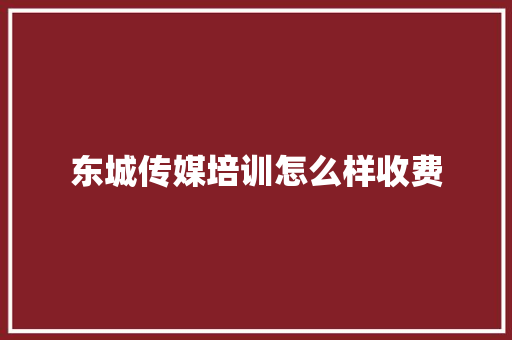 东城传媒培训怎么样收费