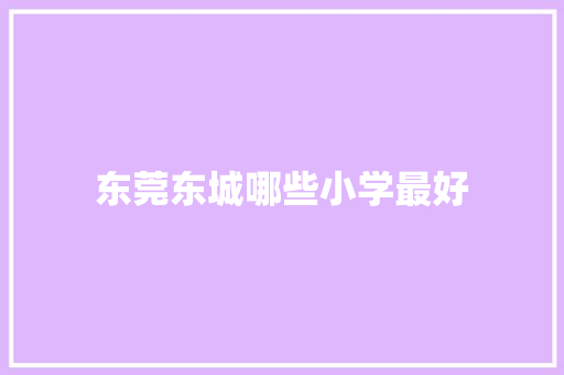 东莞东城哪些小学最好