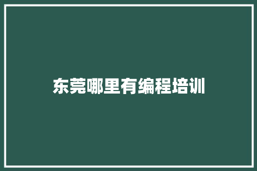 东莞哪里有编程培训