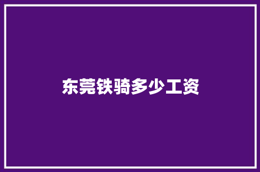 东莞铁骑多少工资