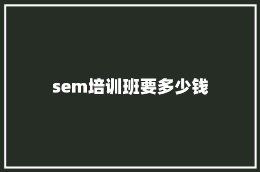 sem培训班要多少钱