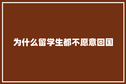 为什么留学生都不愿意回国