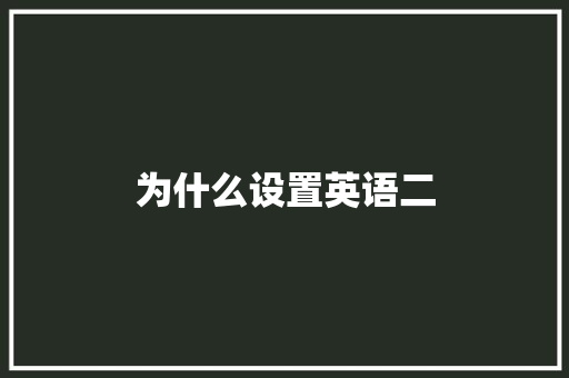 为什么设置英语二